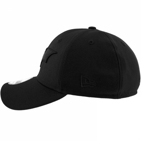 Batman Christian Bale Logo Black on Black New Era 39Thirty Fitted Hat