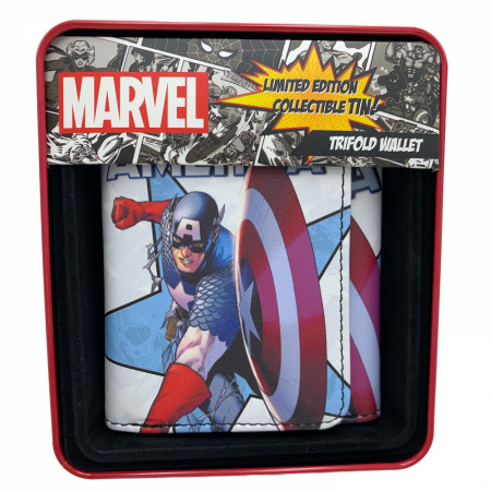 Captain America Shield Attack Trifold Wallet in Collectable Tin