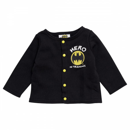 Batman Hero In Training Outfit with Snap Shirt and Baby Footed Pants