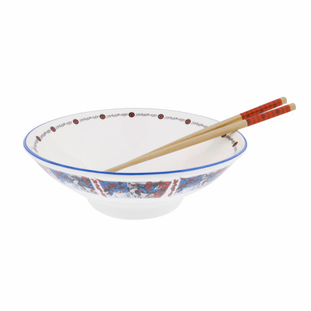 Spider-Man Manga Panels Ceramic Ramen Bowl with Chopsticks