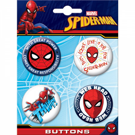Spider-Man Web Head 4-Piece Button Set