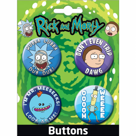 Rick and Morty Zany Characters 4-Piece Button Set