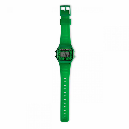 Minecraft Creeper Digital Watch Face with Green Band