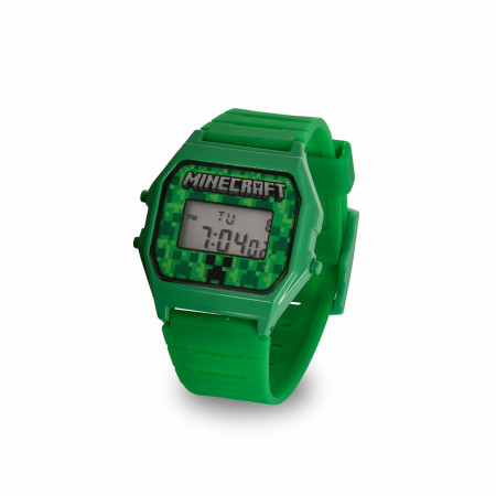 Minecraft Creeper Digital Watch Face with Green Band