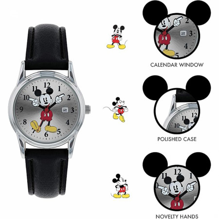 Mickey Mouse Silver Watch with Leather Band