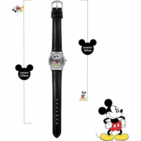 Mickey Mouse Silver Watch with Leather Band