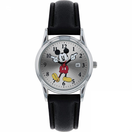 Mickey Mouse Silver Watch with Leather Band