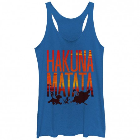 Disney Lion King Sunset Matata Blue Juniors Racerback Tank Top