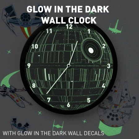 Star Wars Glow in The Dark Wall Clock with Wall Decals