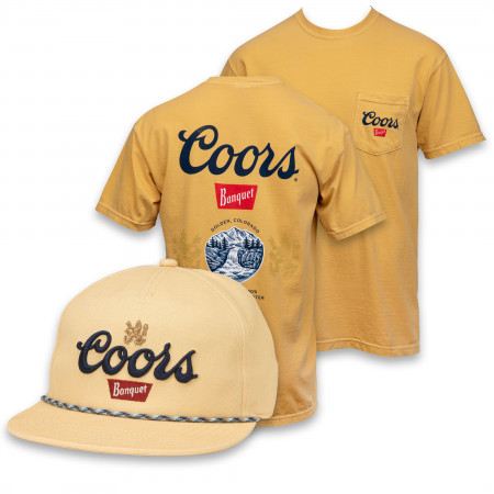 Coors Banquet Gold Hat and T-Shirt Combo