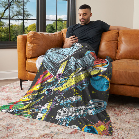 Star Wars Rebel Ships Comic Style Silk Touch Throw Blanket