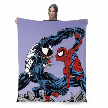 Spider-Man Venom and Spidey Fight Silk Touch Throw Blanket