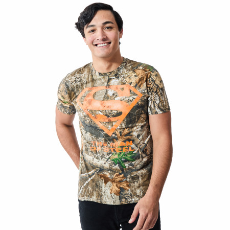 Superman Orange Shield Camo Logo T-Shirt