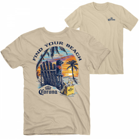 Corona Extra Dog at Beach Front and Back Print T-Shirt