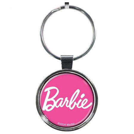 Barbie Logo on Pink Keychain