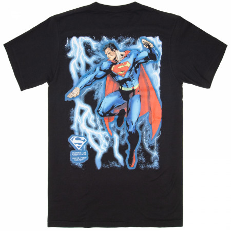 Superman Lightning Oversize Print Front and Back T-Shirt