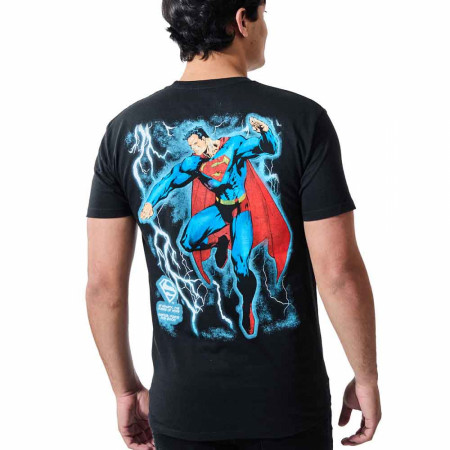 Superman Lightning Oversize Print Front and Back T-Shirt