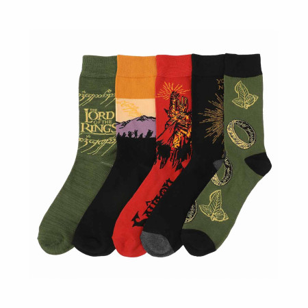 Lord of the Rings Mixed Art 5-Pair Pack of Crew Socks