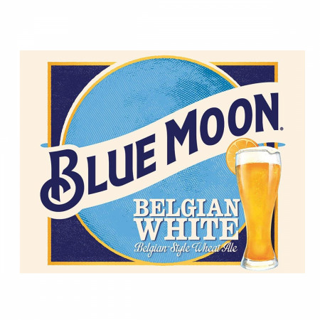 Blue Moon Belgian White Label Tin Sign