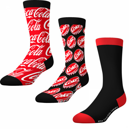 Coca-Cola Logo Adult Crew Socks 3-Pack