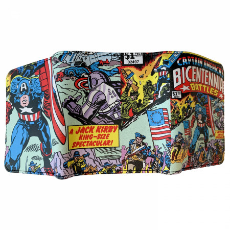 Captain America Bicentennial Battles Trifold Wallet in Collectors Tin