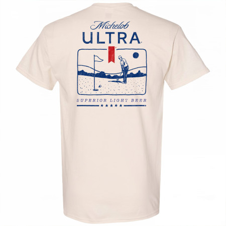 Michelob Ultra Golf Putting Beige Colorway Front & Back Print T-Shirt