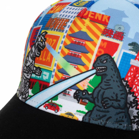 Godzilla vs Mechagodzilla Underbill Art Snapback Hat