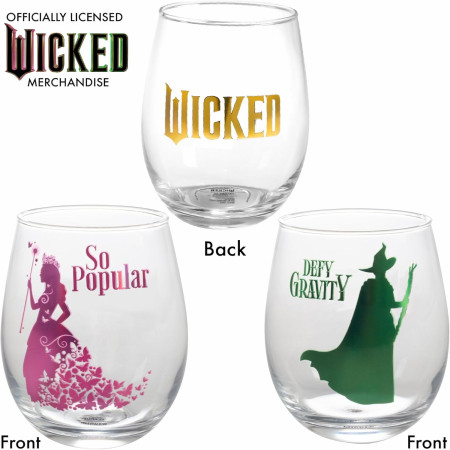 Wicked So Popular and Defy Gravity Stemless Wine Glasses 2-Pack