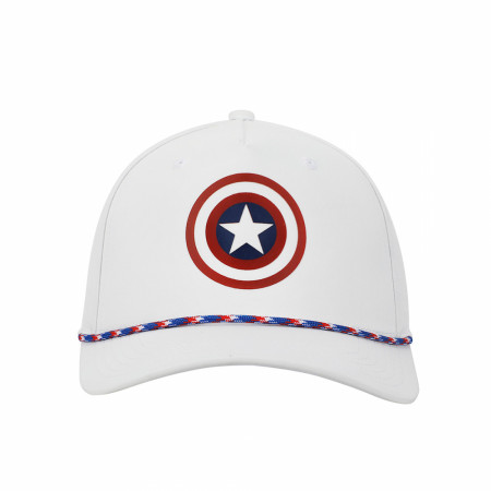 Captain America Logo on White with Interior Print Rope Hat