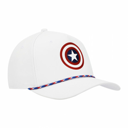 Captain America Logo on White with Interior Print Rope Hat