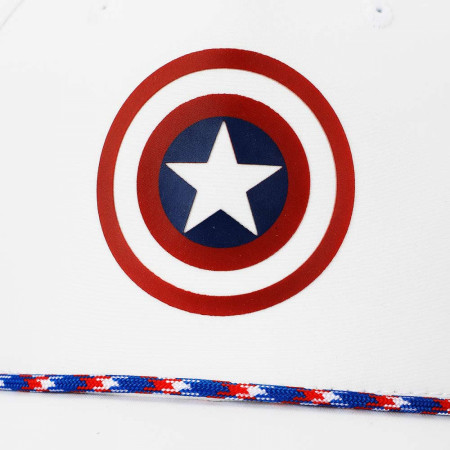 Captain America Logo on White with Interior Print Rope Hat