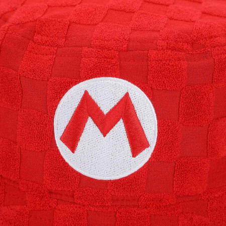 Super Mario Bros. Mario Embroidered Checkered Terry Cloth Bucket Hat