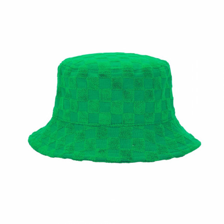 Super Mario Bros. Luigi Embroidered Checkered Terry Cloth Bucket Hat