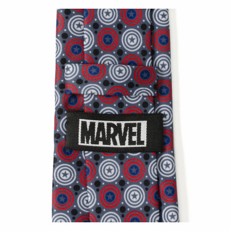 Captain America Gray Dot Shield Pattern Neck Tie