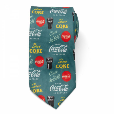 Coca-Cola Repeating Logos Green Neck Tie