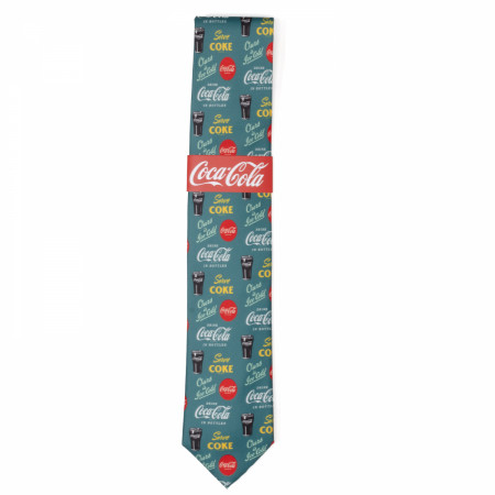 Coca-Cola Repeating Logos Green Neck Tie