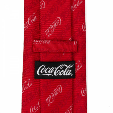 Coca-Cola White Script Repeating Logo on Red Neck Tie