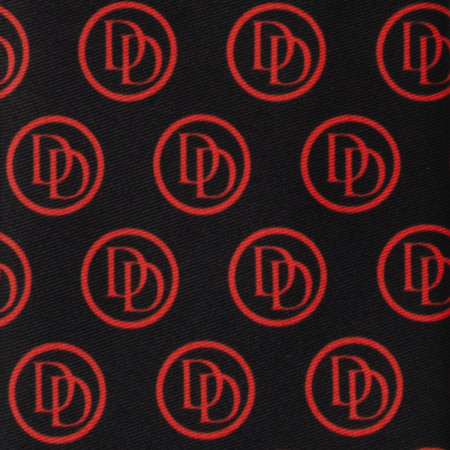 Dare Devil Red DD Repeating Emblem on Black Neck Tie