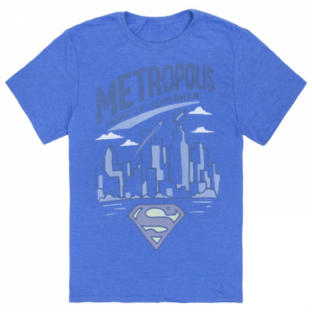 Superman Metropolis City Skyline Black Ink Premium T-Shirt