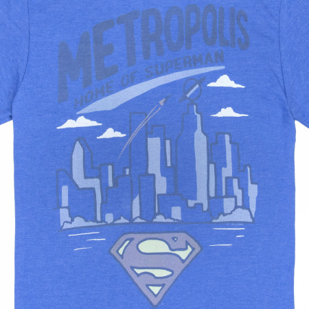 Superman Metropolis City Skyline Black Ink Premium T-Shirt