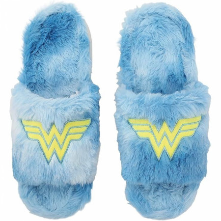 Product image 2 for Wonder Woman Embroidered Logo Patch Women's Fuzzy Slippers