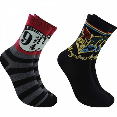 Harry Potter Hogwarts and Platform 3/4 2-Pair Pack of Women's Crew Socks