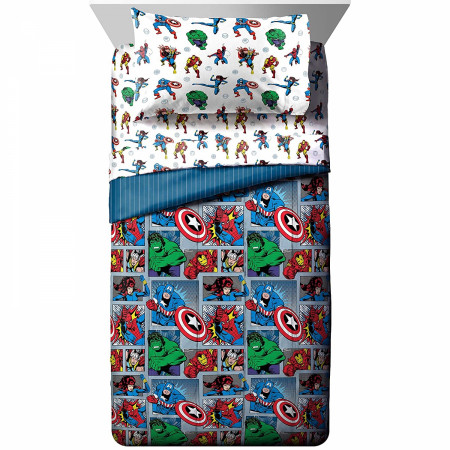 Marvel Avengers Fighting Team Twin Size Bed Set