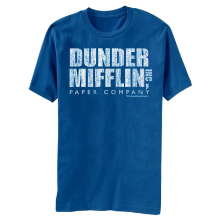 The Office Dunder Mifflin Distressed Logo Men's Blue T-Shirt