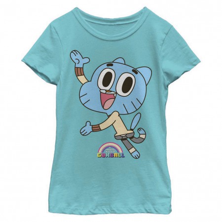 Gumball Cat Logo Blue Youth Girls T-Shirt