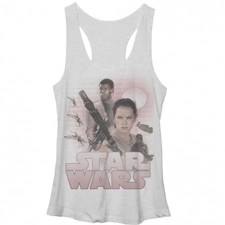 Star Wars Episode 7 Classic White Juniors Racerback Tank Top