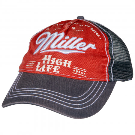 Miller High Life Beer Black And Red Adjustable Trucker Hat