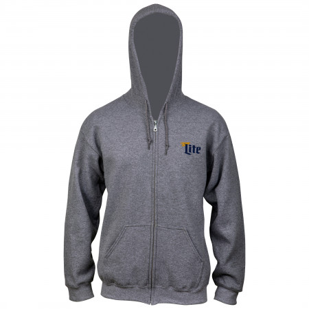 Miller Lite Front and Back Print Zip Up Hoodie