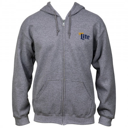 Miller Lite Front and Back Print Zip Up Hoodie