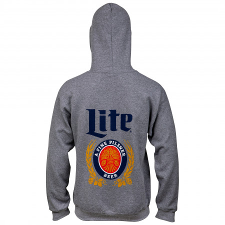 Miller Lite Front and Back Print Zip Up Hoodie